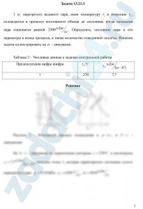1 кг перегретого водяного пара, имея температуру t1 и энтропию s1, охлаждается в процессе постоянного объема до состояния, когда энтальпия пара становится равной 2500 кДж/кг. Определить, состояние пара и его параметры в конце процесса, а также количество отведенной теплоты. Решение задачи иллюстрировать на is — диаграмме.