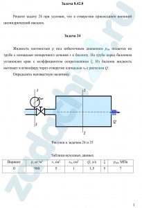 Решите задачу 24 при условии, что к отверстию присоединен внешний цилиндрический насадок. Задача 24 Жидкость плотностью ρ под избыточным давлением