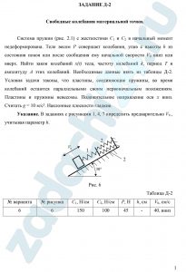 ЗАДАНИЕ Д-2 Свободные колебания материальной точки. Система пружин (рис. 2.1) с жесткостями С1 и С2 в начальный момент недеформирована. Тело весом P совершает колебания, упав с высоты h из состояния покоя или после сообщения ему начальной скорости V0 вниз или вверх. Найти закон колебаний x(t) тела