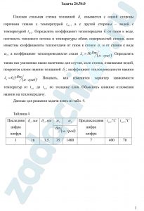 лоская стальная стенка толщиной δс омывается с одной стороны горячими газами с температурой tж1, а с другой стороны – водой с температурой tж2. Определить коэффициент теплопередачи k от газов к воде, плотность теплового потока и температуры обеих поверхностей стенки, если известны коэффициенты теплоотдачи от газов к стенке α1 и от стенки к воде α2, а коэффициент теплопроводности стали λc=50 Вт/(м·град). Определить также все указанные выше величины для случая, если стенка, омываемая водой,  покроется слоем накипи толщиной δн; коэффициент теплопроводности накипи λн=0,5 Вт/(м·град). Показать, как изменится характер зависимости температур от tж1 до tж2 по толщине слоя. Объяснить влияние отложения накипи на теплопередачу